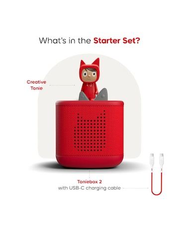 Toniebox 2 Sunset Red Starter Set and 2 Peppa Pig Audio Characters Bundle