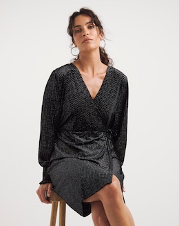 Velvet Glitter Wrap Dress