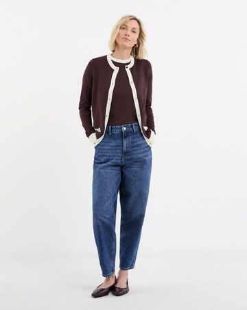 Contrast Tipping Crew Neck Cardigan