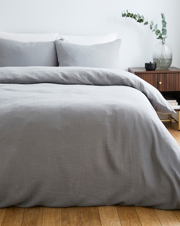 Cotton Crinkle Muslin Duvet Set - Grey