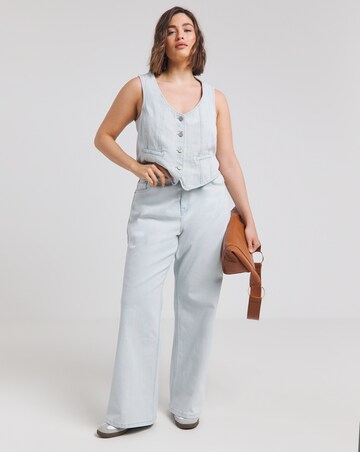 Simply Be Bleach Wash Button Down Denim Waistcoat