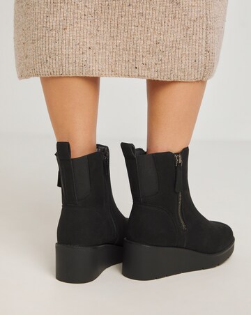 Rene Zip Detail Wedge Ankle Boots - Extra Wide Fit (EEE)