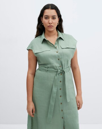 Mango Linen Tie Waist Dress
