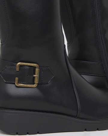 Heavenly Soles Mariah Knee High Riding Boots - Wide Fit (E) & Curvy Calf