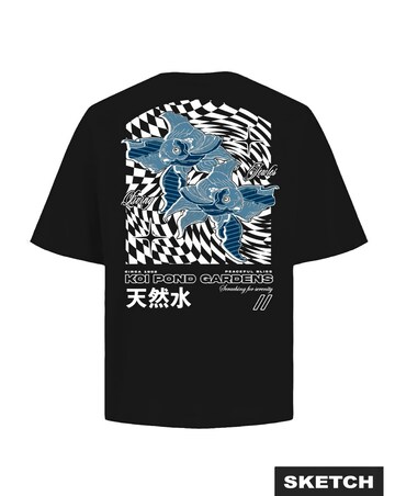 Jack & Jones Koi Pond Back Graphic T-Shirt - Black