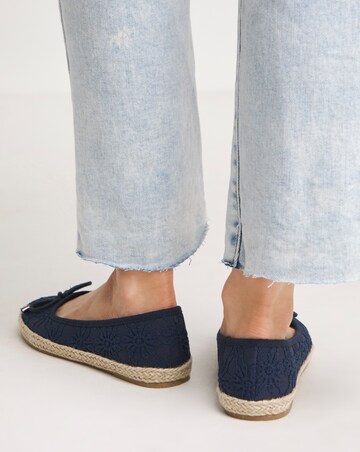 Simply Be Arielle Broderie Ballerina Espadrille - Wide Fit (E)