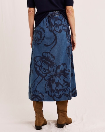 Julipa Printed Denim Midi Skirt