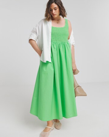 Simply Be Apple Green Shirred Poplin Midi Sundress