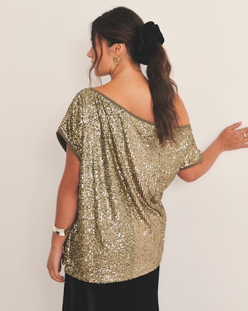 Simply Be Olive Linear Sequin Off The Shoulder Top