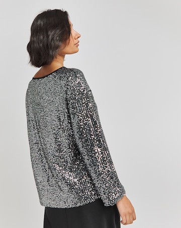 Pewter Linear Sequin Top