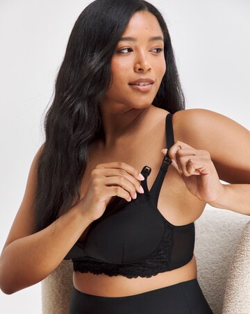 Figleaves Ella Mesh Insert Non Wired Nursing Bra (D-H) Black