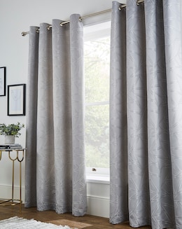 Metallic Yarn Geo Lined Eyelet Curtains