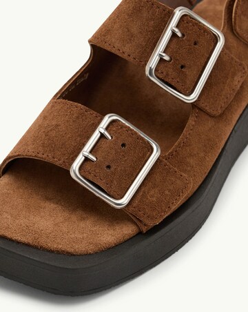 Nobodys Child Brown Leather Double Strap Platform Sandals - Standard Fit (D)