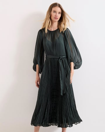Phase Eight Lucie Green Striped Pleat Dress