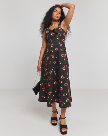 Twisted Wunder Pamela Cherry 50's Bow Detail Swing Midaxi Dress