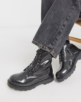 Heavenly Feet Justina Lace Up Chunky Boot Wide Fit