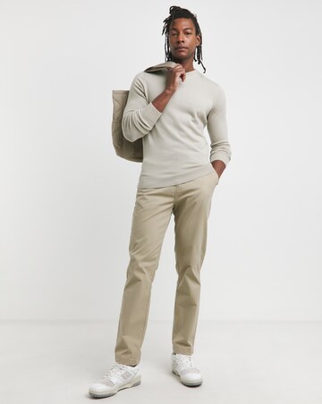 Stone Merino Wool V Neck Jumper