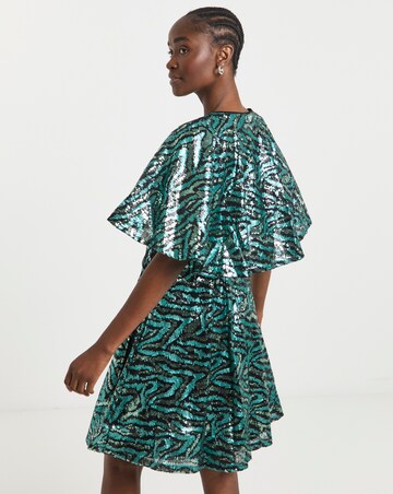 Lovedrobe Animal Sequin Cape Mini Dress