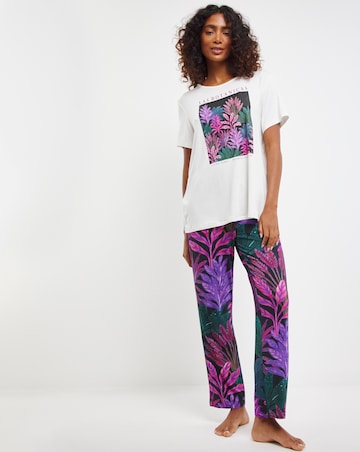 Graphic Tee Pyjama Set Floral Print