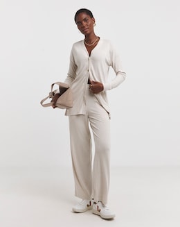 Ribbed Marl Wide Leg Joggers