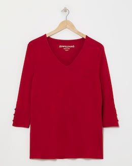 Button Detail V Neck Top