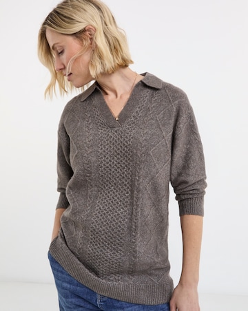 Grey Marl Longline Cable Jumper