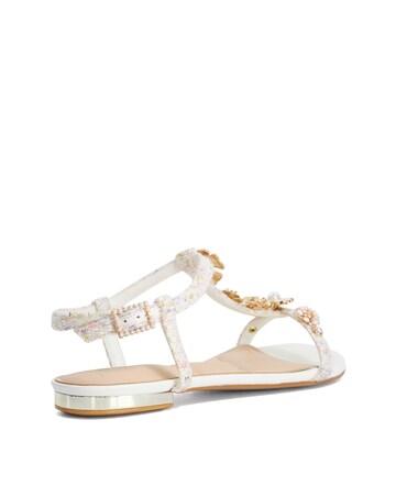 Dune Nature Embellished Flat Sandals - Wide Fit (E)