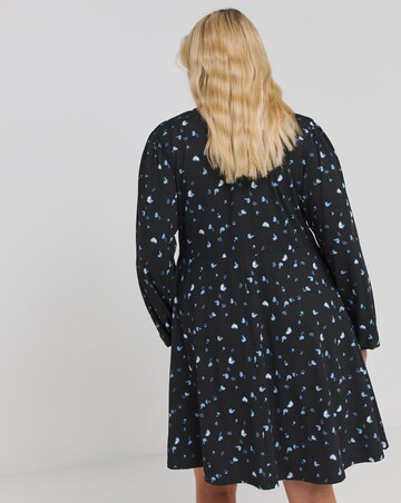 Blue Ditsy Supersoft Knot Front Skater Dress