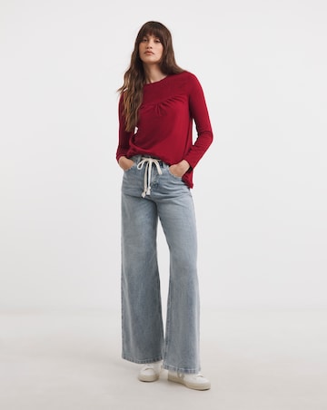Red Cotton Shirred Yoke Top