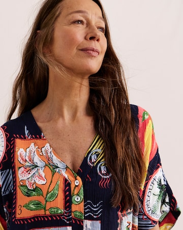 Julipa Petite Button Through Crinkle Shift Dress