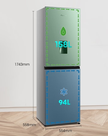 Fridgemaster MC55240DES Fridge Freezer with Water Dispenser- E Rated 175 CM