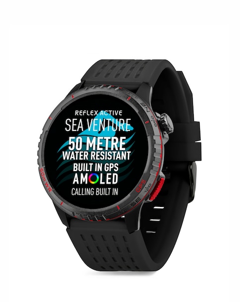 Reflex Active Venture AMOLED 50m Swim GPS Silicone Strap Smart Watch -  Black