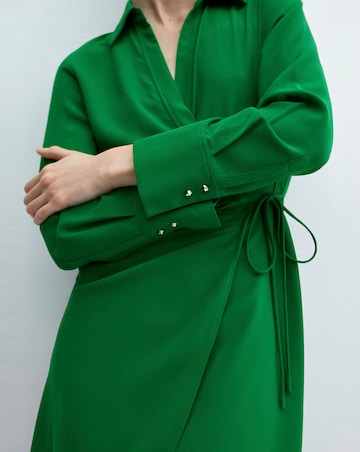 Mango Green Wrap Front Bilma Midi Dress