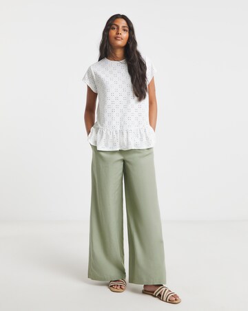 Simply Be White Broderie Cap Sleeve Peplum Top