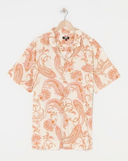 Short Sleeve Paisley Cuban Collar Shirt