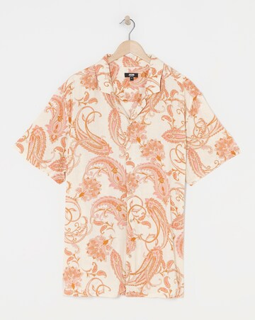 Short Sleeve Paisley Cuban Collar Shirt