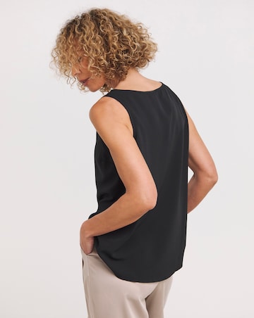 Black V Neck Woven Vest