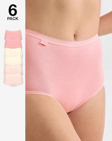 Sloggi 6Pack Cotton Basic Maxi Knicker, Pink Multi