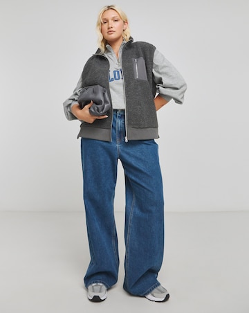 Charcoal Teddy Gilet With Nylon Pocket