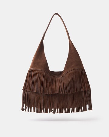 Accessorize Fringe Suede Shoulder Bag