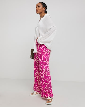 Simply Be Pink Print Wide Leg Trousers