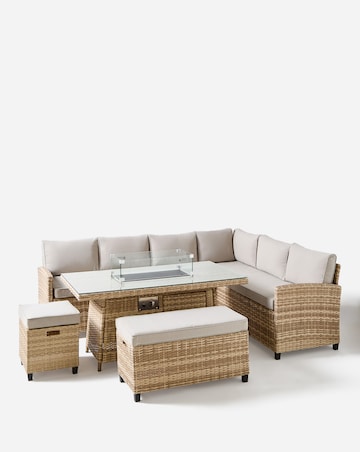Valencia Corner Dining Set With Firepit Table