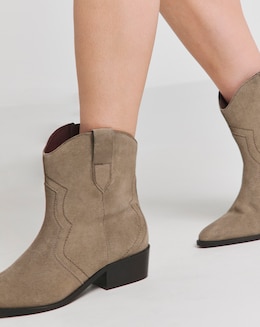 Myra Classic Suede Western Ankle Boot - Extra Wide Fit (EEE)