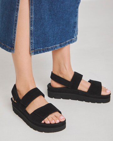 Simply Be Chara Suede Touch and Close Sandals - Wide Fit (E)