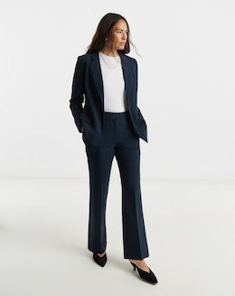 Navy Tailored Bootcut Trousers with stretch