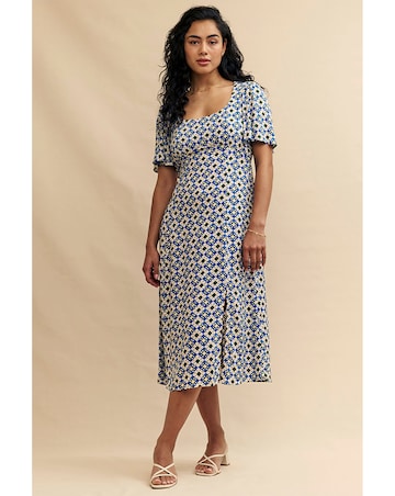 Nobody's Child Blue Geometric Dee Dee Midi Dress
