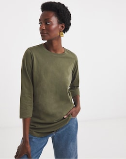 Longline Curved Hem 3/4 Sleeve