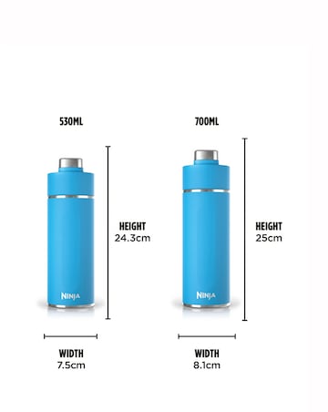 Ninja Thirsti Carbonated 530ml 18oz Bottle with Carbonation Lid in Tropical Blue