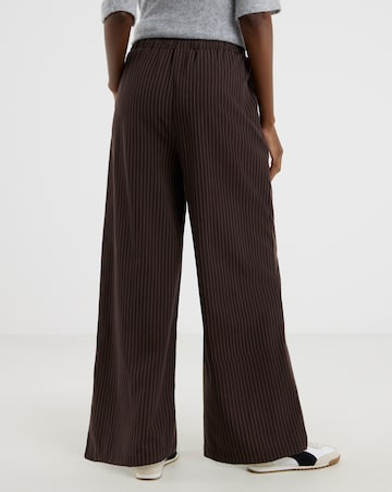Chocolate Pinstripe Drawstring Wide Leg Trouser