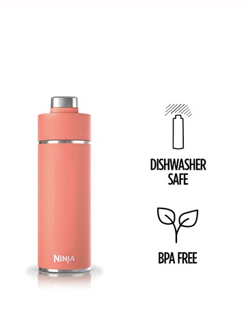 Ninja Thirsti Carbonated 530ml 18oz Bottle with Carbonation Lid in Coral
